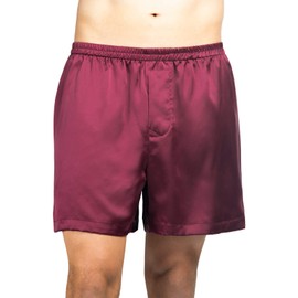 Fishers Finery Men's 100% Pure Mulberry Silk Boxers; Luxury Sleepwear (Burgundy, L)
