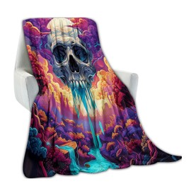 amepay Mystical Skull Throw Blanket - Soft & Warm Flannel Fleece, Cozy Plush, Lightweight, Fuzzy, Anti-Pilling, Perfect for Couch, Bedroom, Travel - Unique Design for Men & Boys 60×50inch