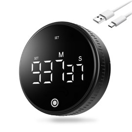 Digital Kitchen Timers,Type-C Charging Visual timers Magnetic Countdown Countup Timer Large LED Display for Classroom Cooking Fitness Baking Studying Teaching, Easy for Kids and Seniors (Black)
