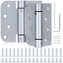 Hicarer 2 Pcs Self Closing Door Hinges 4'' Square 5/8" Radius Corners Auto Spring Loaded Hinges Adjustable Tension Automatic Door Closer Hinge for Garage Commercial Front Back Left Right Hand Door