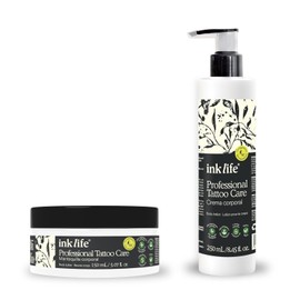Crema Corporal para Tatuaje 250 ml y Mantequilla 150 ml, Humectación y Cicatrización para Piel Tatuada