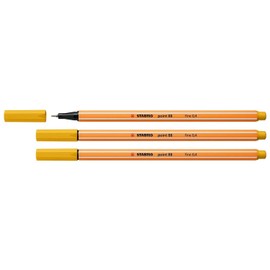STABILO Pack of 3 Felt-Tip Pens with Fine Stitch 88, Curry Yellow