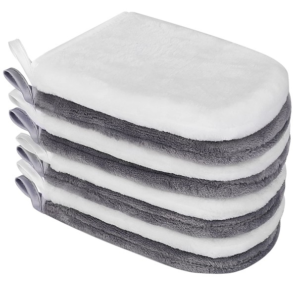 PHOGARY 8 Pack Microfiber Wash Mitts Flannel Soft Wash Mitt Bath Spa Cloth Reusable Makeup Remover Gloves European Style Face Cloth 15 x 21 cm (White and Grey)