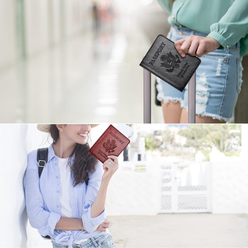 Eoehro 2Pack Passport Holder Wallet Cover Case, Travel Essentials for