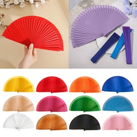 LJKLAJ Elegant Fan Classical Vintage Wooden Hand Fan Spanish Solid Color Fan for Weddings and Dance Parties Foldings Fan