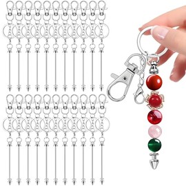 MYTOAU 22 Piezas Para Hacer Llaveros Con Cuentas,Barras De Llaveros Con Cuentas Ensambladas En Forma De Bala De Metal,Tiras De Llavero Desmontables En Blanco Para Manualidades,Fabricación De Llaveros