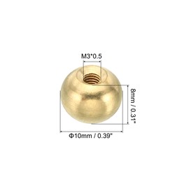 PATIKIL M3x0.5 Thread Cap Nuts Knob, 15 Pack Brass Ball Lamp Decoration Screw Caps Nut Cover Nut for Furniture Lighting or DIY Project 10mm