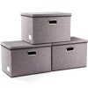 PRANDOM Large Collapsible Storage Bins without Lids 3-Pack Linen Fabric