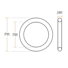 TA-VIGOR 30Pcs Nitrile Rubber O-Rings, 30mm OD 27mm ID 1.5mm Width Rubber Washers Spacer O-Rings Gasket kit, Metric Sealing Gasket for Hose, Faucet, Automotive, Plumbing