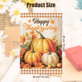 Thanksgiving Garden Flag, 12x18 Inch Double Sided Fall Garden Flag Buffalo Plaid Pumpkin Thanksgiving Yard Banner for Harvest Autumn Outside Porch Lawn Holiday