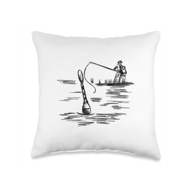 Angel Fishing, lustige Sprüche Angler Fish Comic Graphic for Men Women Children Throw Pillow, 16x16, Multicolor