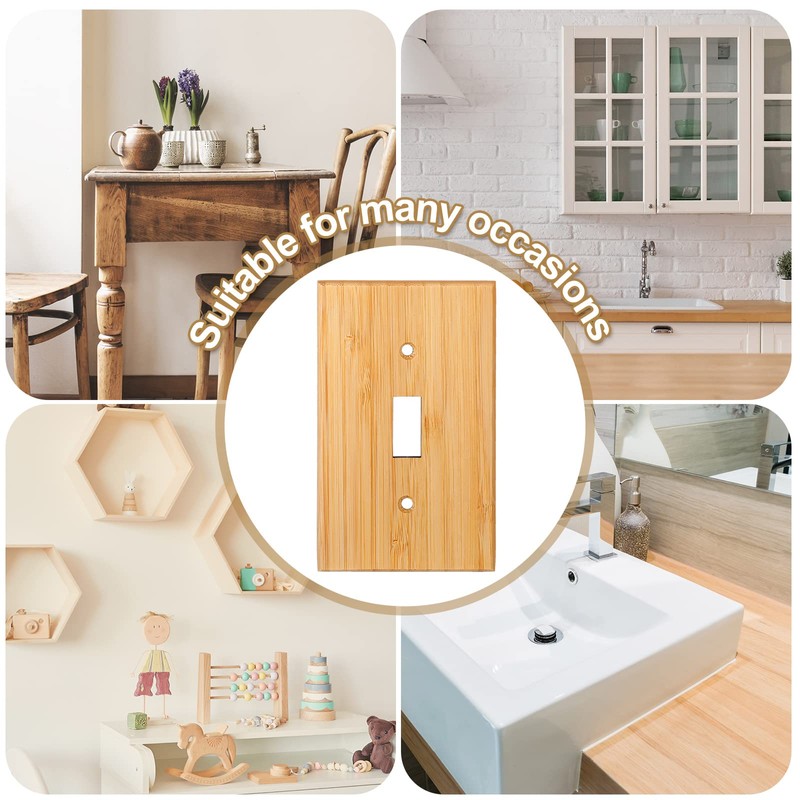 Pinkunn 10 Pieces Solid Wood Light Switch Plate Outlet Covers