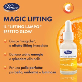 Venus, Magic Lifting Lampo Effetto Glow, Con Vitamina C, Creatina e Caffeina, Luminosità Immediata e Pelle Levigata, Corregge Imperfezioni per Selfie Perfetti, 30 ml