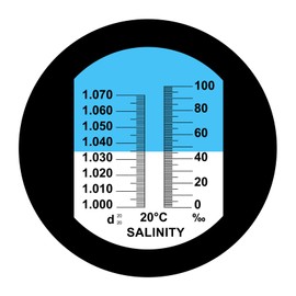 Professional Optics Salinity 0-10% Sea Water Refractometer ATC, Dual Scale (1.0 to 1.070 Density / 0-100ppt) for Salt Sea Water Aquarium Tank Marine Industry with LED Light and pipettes