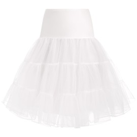 ODIZLI Short Petticoat Skirt Women 50s Petticoat Skirts Knee-Length Tutu Crinoline Slips Underskirts Hoop Skirt Retro Crinoline High Waist Knee Swing Skirt Lady Lolita Petticoat White L