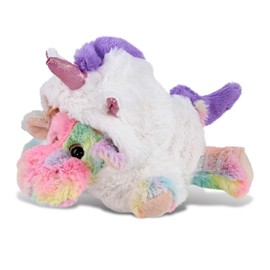 DolliBu Rainbow Lying Moose Unicorn Plush Stuffed Animal Toy, Super Soft Moose Unicorn Dress Up with Removable Plush Unicorn Outfit, Cute Fantasy Wildlife Gift - 9.5 Inches
