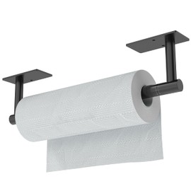 RARXTR Paper Towel Holder, Black, Under Cabinet, Adhesive, Wall Mounted, Matte Black, SUS304 Stainless Steel