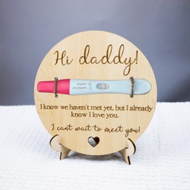 Pregnancy Announcement For Daddy Keepsake Wooden Sign, Hi Daddy Pregnancy Test, Baby Surprise Reveal To Husband
