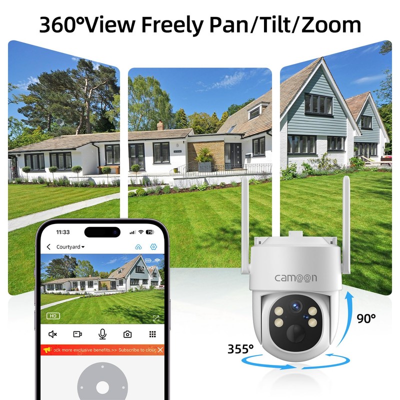 2K Solar Security Cameras Wireless Outdoor, 5/2.4Ghz WiFi Cameras for