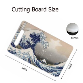 Bcumuq Great Wave Cutting Boards Japanese Wave Sea Ocean Cutting Boards Kitchen Chopping Board with Handles Non Slip Plastic 16 x 10 x 0.24 Inch
