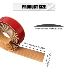 Vinyl Floor Transition Strip Self Adhesive 2"×20' Light Brown Wood Grain Floor Divider Strip Flooring Transition Strips for Laminate Flooring, Uneven Floors(20FT,2in,Light Brown Wood Grain)