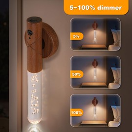 Motion Sensor Light Indoor, Battery Operated LED Lights for Bedroom, 3 Colors & Dimmable, Portable Rechargeable Wall Sconce for Bathroom Hallway Stair Garage Understairs Cupboard Kids(Crystal)