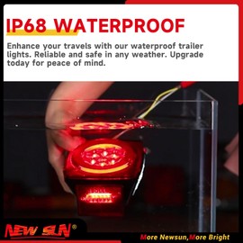 NEW SUN Complete 12V LED Trailer Light Kit, Submersible Tail Lights, 2 Pcs LED Tail & 4 Pcs Side Mark Lights & Wiring Harness Kit, Trailers Boat Utility Trailer, IP 68 Waterproof, Easy to Install