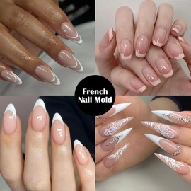 U-Shinein French Nail Form Sticker, Nail Extension Stencil, Recyclable Nail Stencils, Soft Nail Extension Stencil, Durable Extension Stencils for French Manicure, French Nail Stickers, 5 Types