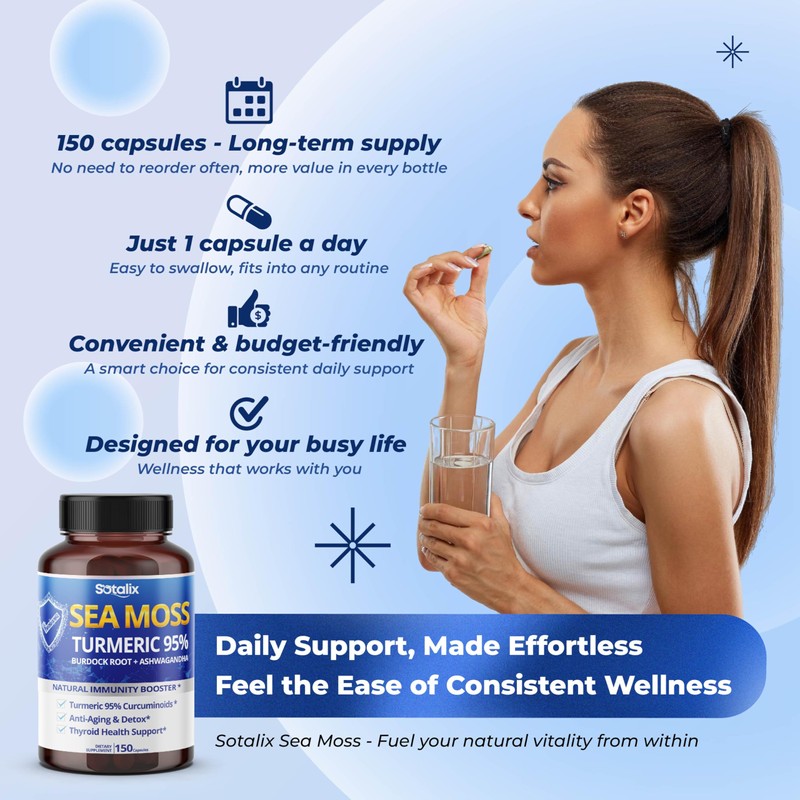 Sotalix Sea Moss Capsule with Ashwagandha, Burdock Root, Bladderwrack, Turmeric