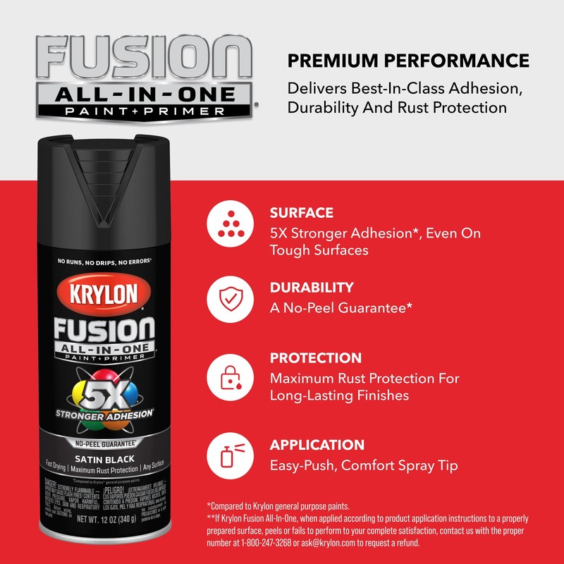 Krylon Fusion All-In-One, Matte, Deep Gray, 12 oz