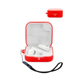 Compatible with CMF by Nothing Buds 2A True Wireless Noise Cancelling Earphones,Premium Silicone Shockproof Protection Skin Touch Charging Port Accessible, Front LED Visible with Lanyard,Red.