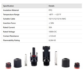 Solar Panel Connectors 100 PCS MC4 connectors IP67 Waterproof Connectors Male/Female 50Pairs with 2 Spanners
