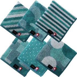 imaa Imabari Towel Certified Hand Towel, Towel Handkerchief, Made in Japan, Antibacterial, Odor Resistant, Cotton, Bamboo Rayon, Bamboo Fiber, Vacuum Compression Pack (6 Assorted Bamboo Green)