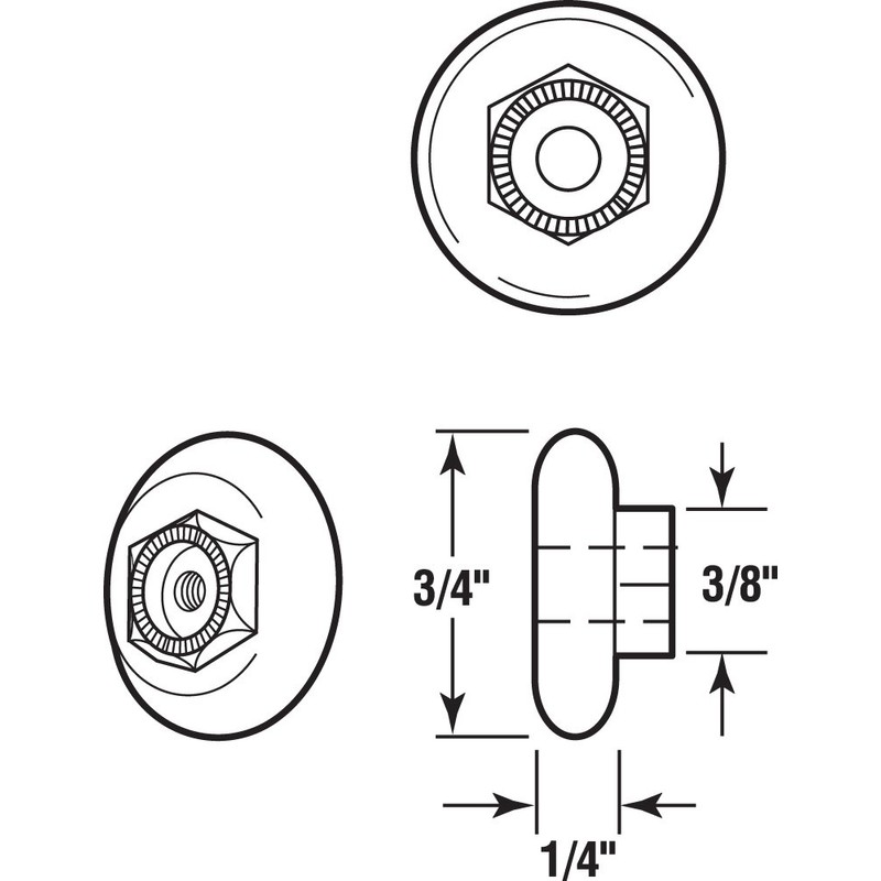 Prime-Line M 6000 Tub Enclosure Round Roller, 3/4 inch, White