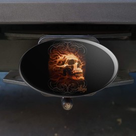 GRAPHICS & MORE Flaming Fire Skull Design Oval Tow Trailer Hitch Cover Plug Insert