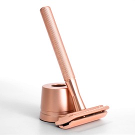 Safety Razor for Men and Women with Razor Stand,All Double Edge Razor Blades Lady Razor Eco-Friendly Zero Waste Beauty Environmentally,Rose gold