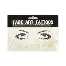 AKOAK 1 Pack Disposable Face Tattoo Waterproof Sticker Gold Personality Freckle Lady Face Art Makeup Tool Accessories