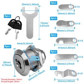 Pack of 4 Letterbox Lock 20 mm Cabinet Lock with 8 Keys Furniture Lock Locker Lock Mailbox Lock Comes with 20 Different Lock Plates Lever Lock for Letterboxes Cabinet Doors