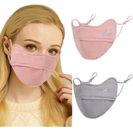 YUANST 2Pcs Winter Face Mask, Warm Windproof Face Cover, Balaclava Thermal Face Mask Cold Weather, Breathable Reusable (Pink+Gray), Pink, Gray, One Size