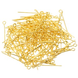 Shapenty 500PCS Mini Metal Wire Eyepins Beading Small Open Eye Head Pins Needles Bulk for DIY Craft Bead Earring Pendant Necklace Bracelet Jewelry Charm Finding Making (Gold, 24mm/1Inch)