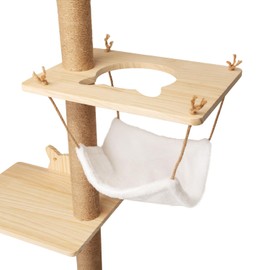 Wall-Mounted Cat Scratching Post - Indoor Cat Tree with Hammock, Sisal & Wood, Ideal for Small to Large Cats