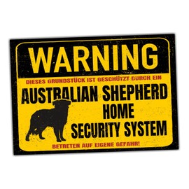 Australian Shepherd Aussie Dog Sign Warning Security System Door Sign Dog Sign
