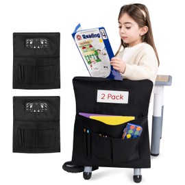 Essex Wares - 2 Pack, Chair Pockets for Classrooms, Black, 17" Wide x 19.7" Tall - Spacious Student Chair Pockets - Chairback Pocket Chart - Classroom Chair Pockets Suitable for Most Classroom Chairs
