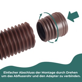 BKITC Gutter Flexible Downpipe Extension, Round Extension for Downpipe 80/100 mm, Rain Gutter Downpipe Drain Extension Set, Downpipe Extension from 47 to 150 cm (Brown, 1 Piece)