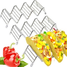 MEKBOK Taco Holders set of 3,Stainless Steel Taco Shell Holder Stand,Taco Tray Plates for Taco Bar Gifts Accessories,Holds 4 Tacos Each,Oven Safe for Baking, Dishwa sher and Grill Safe