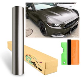 12"x60" (1FTx5FT) Gunmetal Gray Matte Metallic Satin Pearl Vinyl Wrap Sticker Sheet Film Car Auto Vehicle DIY Decal Bubble Free Air Release Self Adhesive Peel and Stick Free Tool Kit