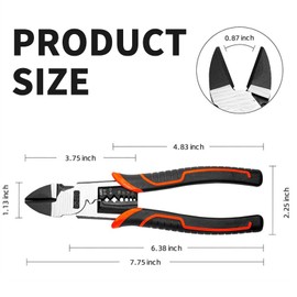 Wire Cutters - 8" Pro Side Cutters with Wire Stripper and Crimper, 4 in 1 Multifunction Heavy Duty Electricians Tools for Cutting, Crimping, and Stripping