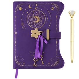JUSTVEL Keyed Notebook, Diary, B6 Notebook, Keyed, Refillable, Horizontal Ruled, Notebook, Cute, Kids, Elementary School Students, Girls, Gift, Birthday (Purple)
