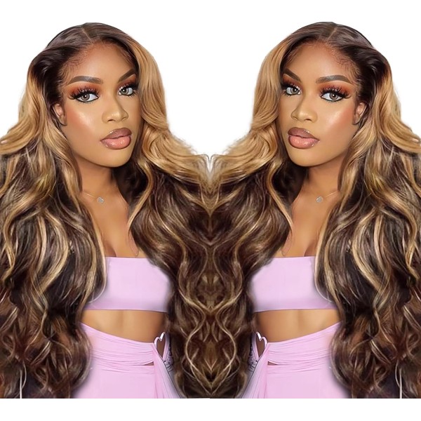 Highlight-Echthaar-Perücke, vorgeschnitten, 15,2 x 10,2 cm, transparent, HD-Spitze, gewellt, 200