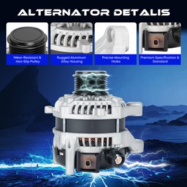 Alternator Replacement New for Honda CR-V 2.4L 2015-2019, for Acura ILX 2.4L 2016-2022, for TLX 2.4L 2015-2020, 135Amp 12V, Replaces 21154, A6504S, 104211-3470, 104211-3471, 210-0809, 400-52475R